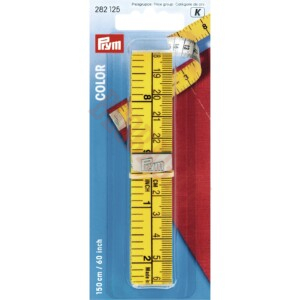 Krojački metar od 150cm u žuto beloj boji